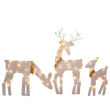 Bright Christmas Outdoor Decoration, 3-Piece Lighted 2D Reindeer Family with 60 L, Pre-Lit Light Deer Set,for Yard