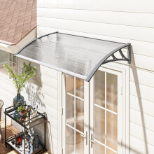 Outsunny Door Canopy Outdoor Awning Rain Shelter for Window Porch, Grey