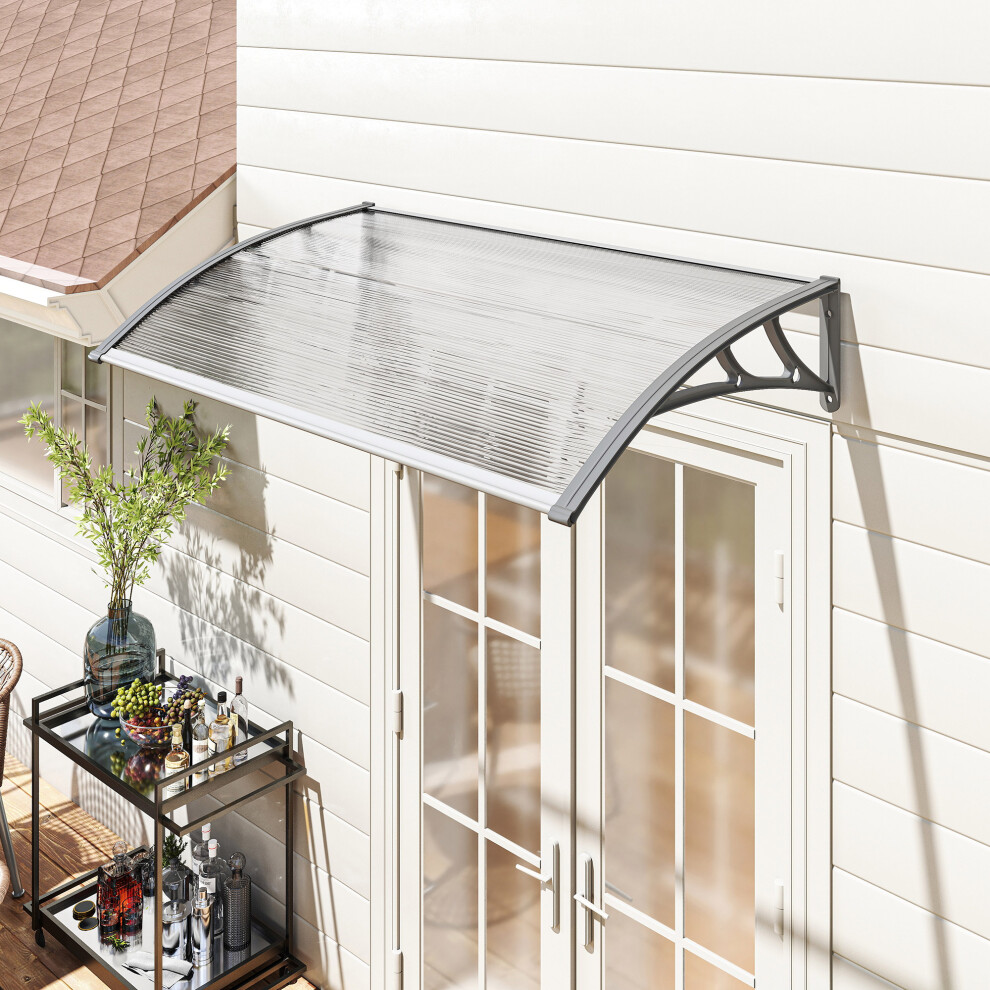Outsunny Door Canopy Outdoor Awning Rain Shelter For Window Porch, Grey