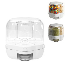 Rotating Snack Dispenser with Lid, 360 MultiCompartment MoistureProof Dry Food Organizer