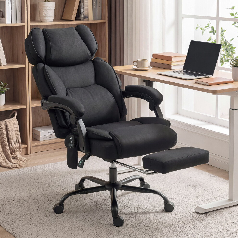 Homcom Vibration Massage Office Chair W/ Heat Reclining Function, Black