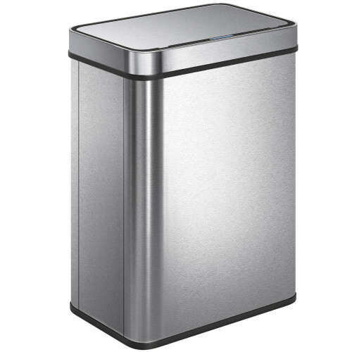 Homcom HOMCOM 50 L Kitchen Bin with Fingerprint-Proof Stainless Steel, Silver Tone 1