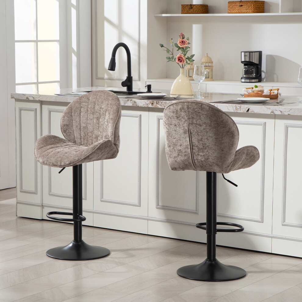 Homcom (Brown) Modern Bar Stools Set Of 2, Swivel Counter Height Barstools Brown