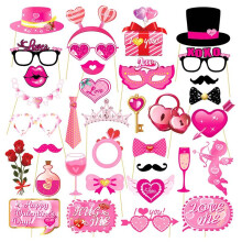 Pack of 35 Valentine'S Day Photo Booth Props Party Decorations with Kiss Signs for Romantic Celebrations