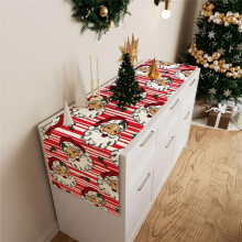 Christmas Table Runner Red StripesSanta Xmas Winter Table Decoration for Home Kitchen Dining Dinner Indoor Outdoor
