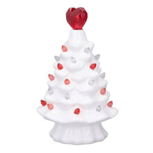 Ceramic Tree with Heart Tabletop Tree Tabletop Valentine LED Tree Vintage Christmas Decoration Battery Operated