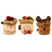 3 Pcs Christmas Gift Doll Bags Candy Bags with Drawstring 3D Xmas Candy -Bags Snowman-Elk-Santa-Claus Style B