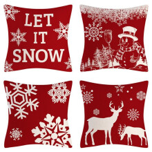 18x18 Inch Set van 4 Kerstkussenhoezen voor Buiten, Waterdichte Kussenslopen, Nieuwjaarskussendecoratie