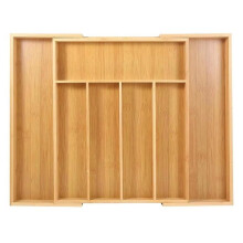 Bamboo Utensil Drawer Organizer Expandable Natural Cabinet Drawers Dividers Wooden Adjustable Cutlery Tray Flatware