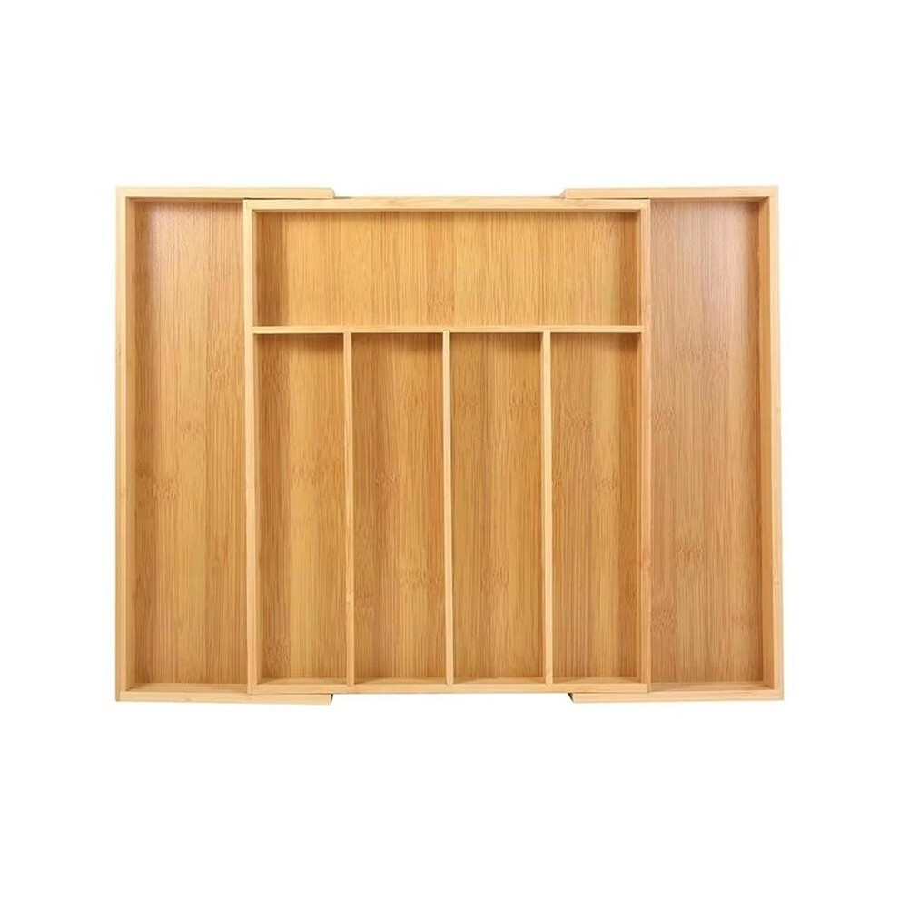 Bamboo Utensil Drawer Organizer Expandable Natural Cabinet Drawers Dividers Wooden Adjustable Cutlery Tray Flatware Tauoh