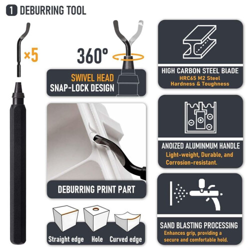 3D Printer Tools Kit Essential,3D Printing Tools Kit,3D Printer Accessories,Deburring Tool,Wire Cutter,Drill,Scraper 1