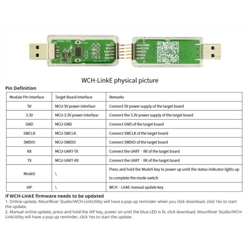 2Pcs WCH-LinkE Online Download Debugger Support WCH RISC-V Architecture MCU/SWD Interface 1 Serial Port to USB Channel 2