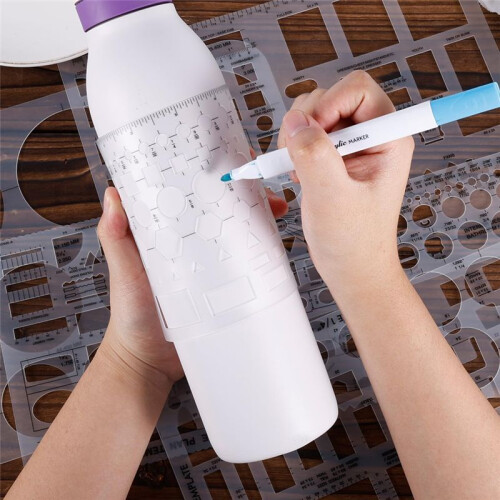 6pcs Circle Template for Drafting, Geometric Shape Stencils Circle Square Measuring Ruler for Building Formwork Drawing 2