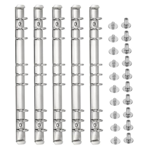 B5 9-Hole Ring Binder Mechanisms, 4 Set Binder Spine Replacement for Binder Planners,2cm, Silver