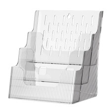 A4 File Display Clear Storage Box Office A4 Single Layer Desktop File Sorter Pocket Booklet and Brochure Holder White