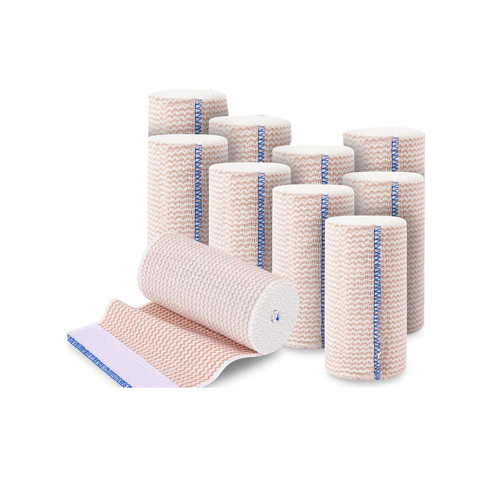 10 Pack Elastic Bandage Wrap 4 Inch, Compression Wrap Bandage for Legs, Lymphedema Wraps for Legs, Ankle, Knee, Tummy