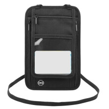 Neck Passport Wallet Bag Document Organizer Credit Cards Case Bag Black