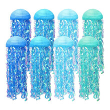 Papieren Lantaarns Set, 8 Stuks Kwallendecoraties voor Onderwaterfeestjes Decoratiebenodigdheden, Kwallenlantaarns Blauw