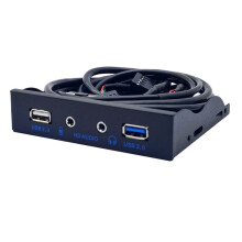 Hub USB 3.0 A 2 Porte con Xford HD, Jack per Auricolari da 3,5 mm, Interfaccia Microfono, Pannello Frontale per PC, Alloggiamento per Floppy Disk da