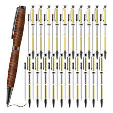 20pcs 7mm Slim Pen Set with Refills Wood Rotary Pen Kit Lathe Turning Supplies for DIY Copper Friends Teacher Student C