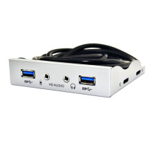 Hub USB 3.0 A 2 Porte con Xford HD, Jack per Auricolari 3,5 mm, Interfaccia Microfono, Pannello Frontale per PC, Alloggiamento per Floppy Disk 3,5