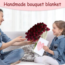 Blumenstraußdecke, Handgefertigt, Faltbar, Weiche Rosendecke, Anfängerfreundlich, Überwürfe für Zuhause, Muttertag, Hochzeit