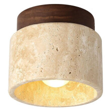 Lampe de Plafond Moderne en Bois de Travertin Jaune E27, Lumière Blanche, pour Cuisine, Couloir, Salon, Bureau, Salon de Thé