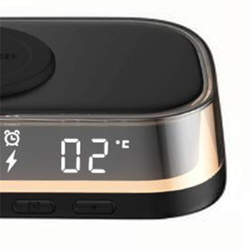 3-in-1 Clock Alarm Thermometer Wireless Charger 15W Multi-Function Desktop Wireless Charger Touch Night Light 1