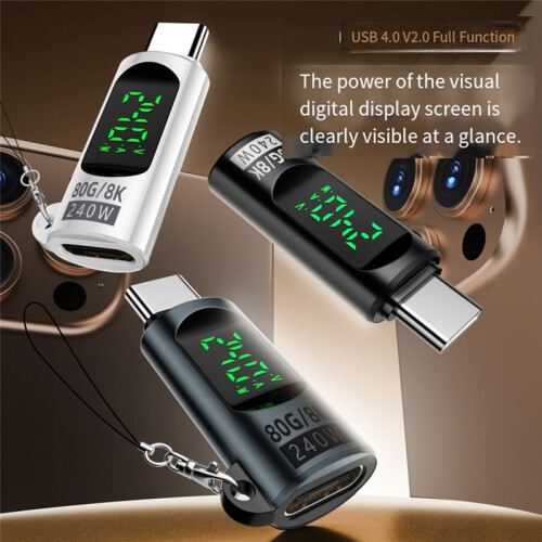 USB4 80Gbps Adapter Digital Display USB 4 V2.0 80Gbps Type C to Type C OTG Cable Connector 240W 8K Grey 2