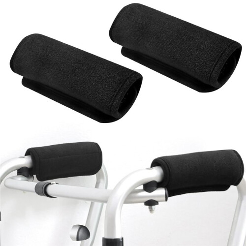 2-Pack Handtagskuddar, Greppskydd, Vadderade Greppskydd för Rullstol, Svarta Rullstolar. 1