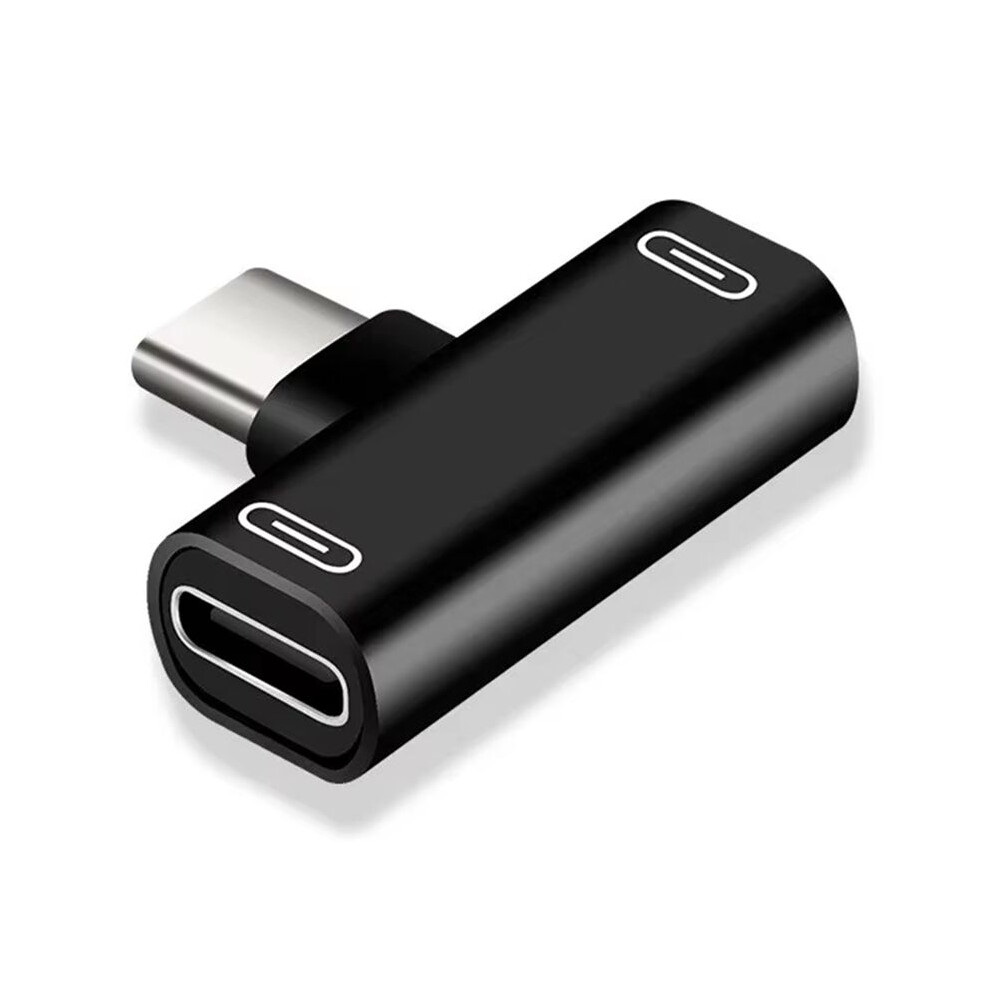 3 In 1 Double Type-C Adapter Type-C Charge Cable Charger Earphone Converter For Smartphones Headphone Adapter Black 6031977054929