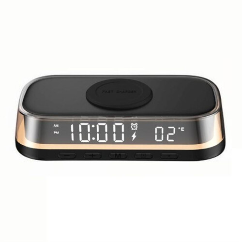 3-in-1 Clock Alarm Thermometer Wireless Charger 15W Multi-Function Desktop Wireless Charger Touch Night Light