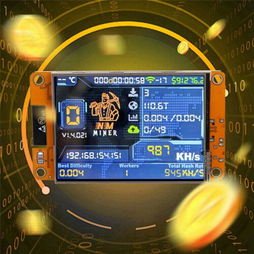 NMMiner NerdMiner 987KH/S Harshrate com Tela Inteligente de 2,8 Polegadas e Atualizado para Loteria de Criptomoedas e Bitcoin NerdMiner 2