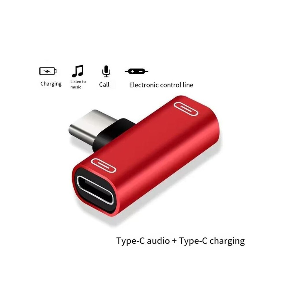 3 In 1 Double Type-C Adapter Type-C Charge Cable Charger Earphone Converter For Smartphones Headphone Adapter Black 4761759089956