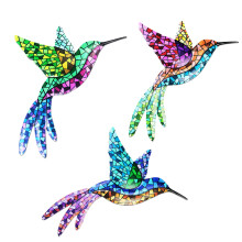 Decoración para valla de jardín, arte de pared de colibrí de metal con gancho triangular para colgar fácilmente, escultura de metal resistente a