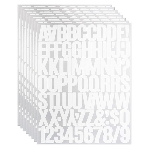 8 Folhas de Adesivos de Letras e Números de 1,5 Polegadas, 576 Peças de Adesivos de Alfabeto com Letras Decalques para Scrapbooking Branco