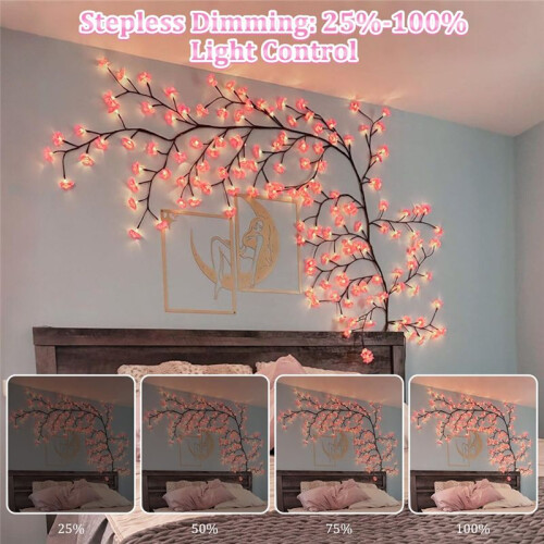 DIY  Enchanted Willow Vine Lights,48 LED ,Blossom Lights with Remote Timer, for Wall, Blossom Decor 1