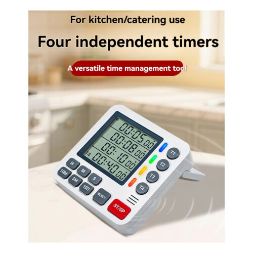 Magnetic 4-Channel 4-Group Timer LCD Display Timer Kitchen Cooking Experiment Milk Tea Learning Reminder 1
