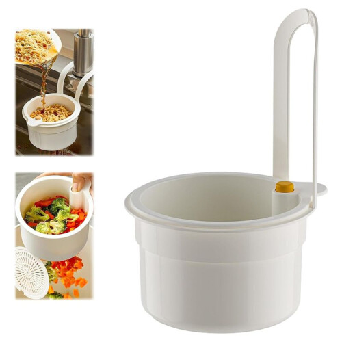 2025 New Faucet Hanging Strainer,Kitchen Sink Drain Strainer,Press Automatic Dumping Kitchen Draining Basket White 2