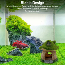 Aquarium House Resin Fish Tank Caves Mushroom Hut Landscape Fish Cave Shrimp Hideout Shelter for Small Fish Shrimp B
