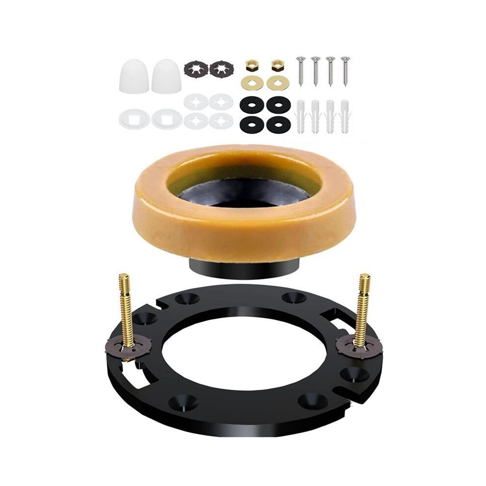 Toilet Wax Ring Kit with Reinforced Flange&Bolts-Leak-Proof,Easy Installation Includes Mounting Hardware (Wax Ring Kit)