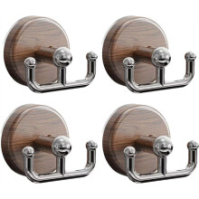 Multifunctionele Zuignaphaak met Houtnerfmotief, Geen Boorgaten Nodig, voor Deurkransen en Voordeuren (4 Stuks)