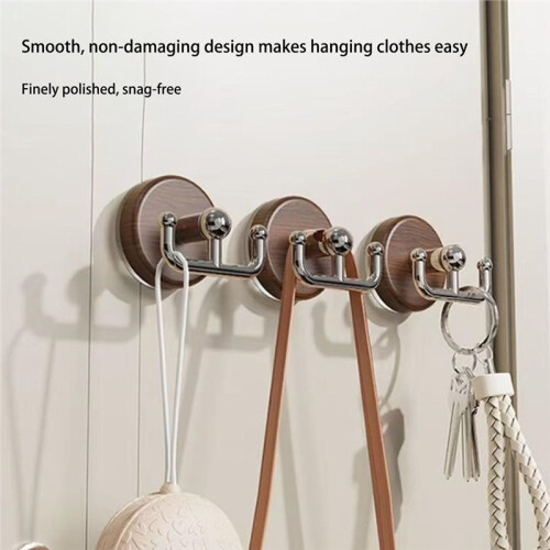 Multi-Functional Wood Grain Suction Cup Hook, No Drill Cup Hook, for Door Wreaths Front Door (4pcs) 1