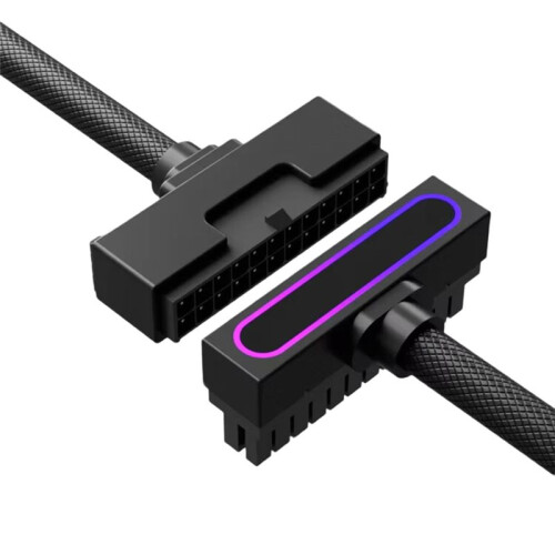 ATX24PIN Extension Cable with ARGB SYNC One- Connection Computer Power Extension Cable Side Bend 90 Degrees 30cm A