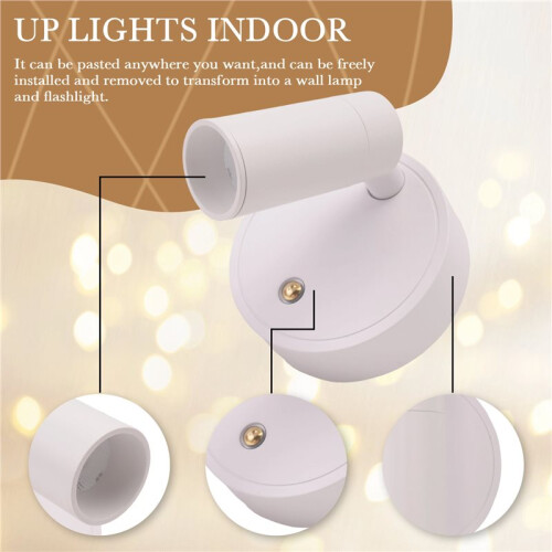 USB Rechargeable  Dimmable LED Bedroom Wall Light White Magnet Magnetic Base for Bedside Study Reading 1