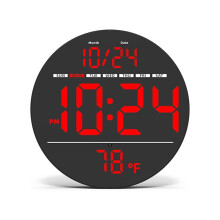 Horloge Murale Numérique avec Affichage LED, Horloge Murale Électrique avec Température, DST Automatique, Date et Jour, pour Bureau, Maison B