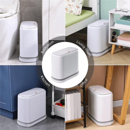 Bathroom Trash Can with Lid, 3.3 Gallon Slim Odor-Control & Pet-Proof Garbage Bin, Automatic Bag Adsorption 1