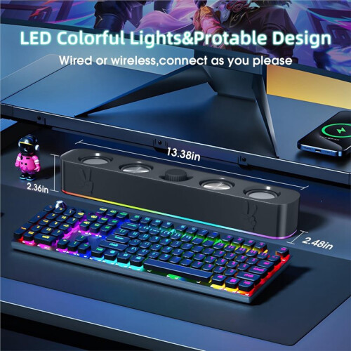 USB Computer Speaker,Wired USB  Computer Sound Bar with RGB Light for PC Laptop Computer Gaming 1