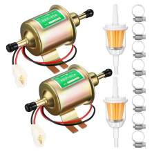 2 Pcs Electric Fuel Pump Kit 12v Low Pressure 3-6 Psi Gas Inline Pump with 2 Fuel Filter and 8 Hose Clamp