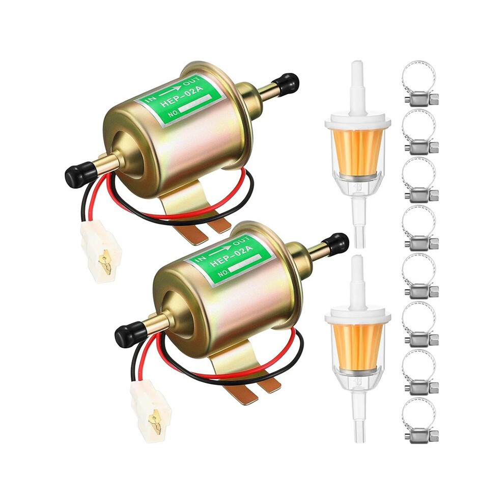 2 Pcs Electric Fuel Pump Kit 12V Low Pressure 3-6 Psi Gas Inline Pump With 2 Fuel Filter And 8 Hose Clamp 6032982494656